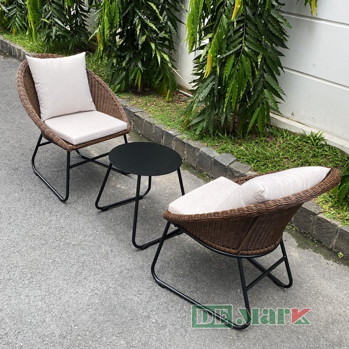 Ghế giả mây ngoài trời thiết kế hiện đại cho không gian sân vườn