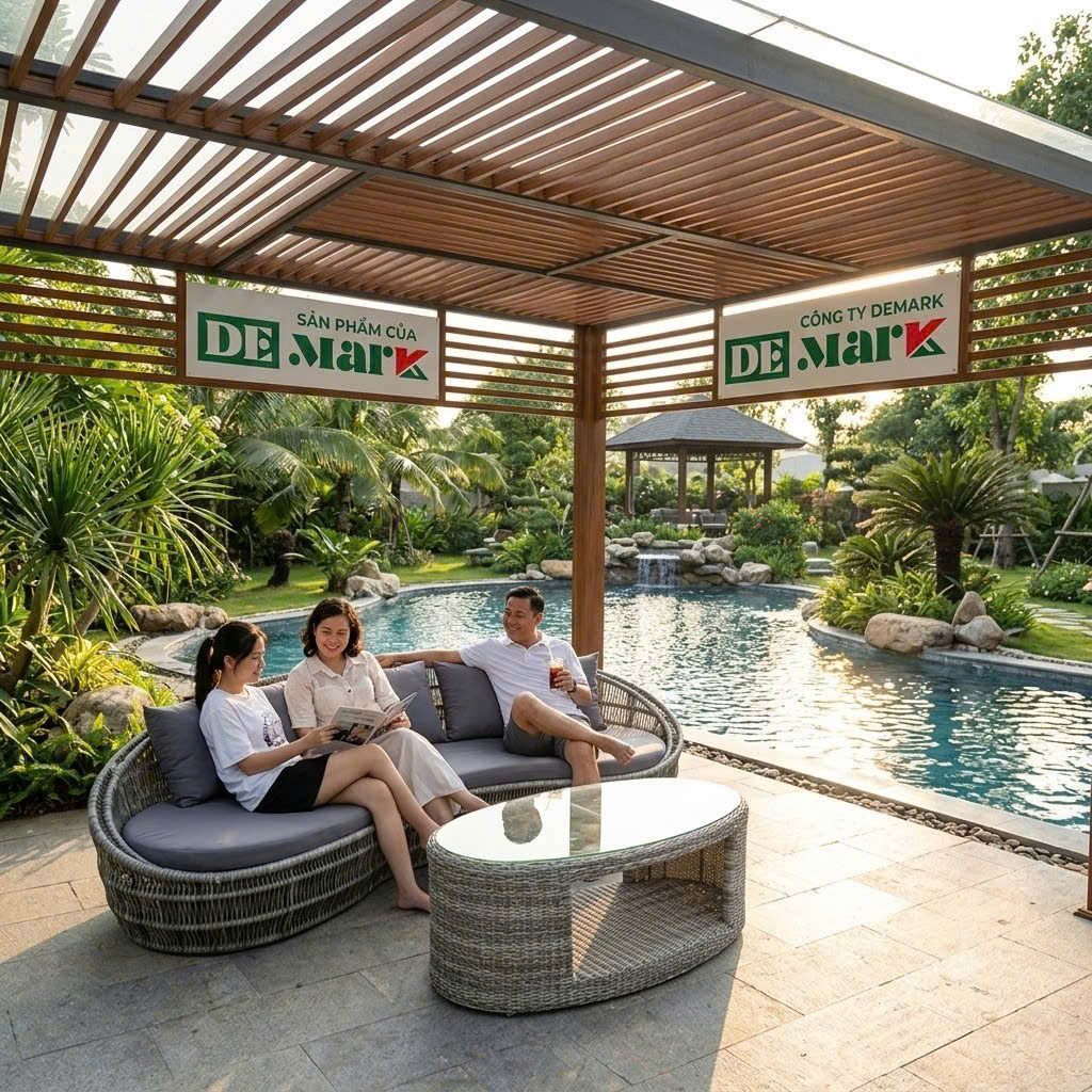 Bàn ghế mây nhựa ngoài trời bền đẹp